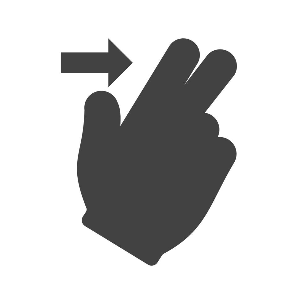 zwei Finger rechts Glyphe schwarzes Symbol vektor