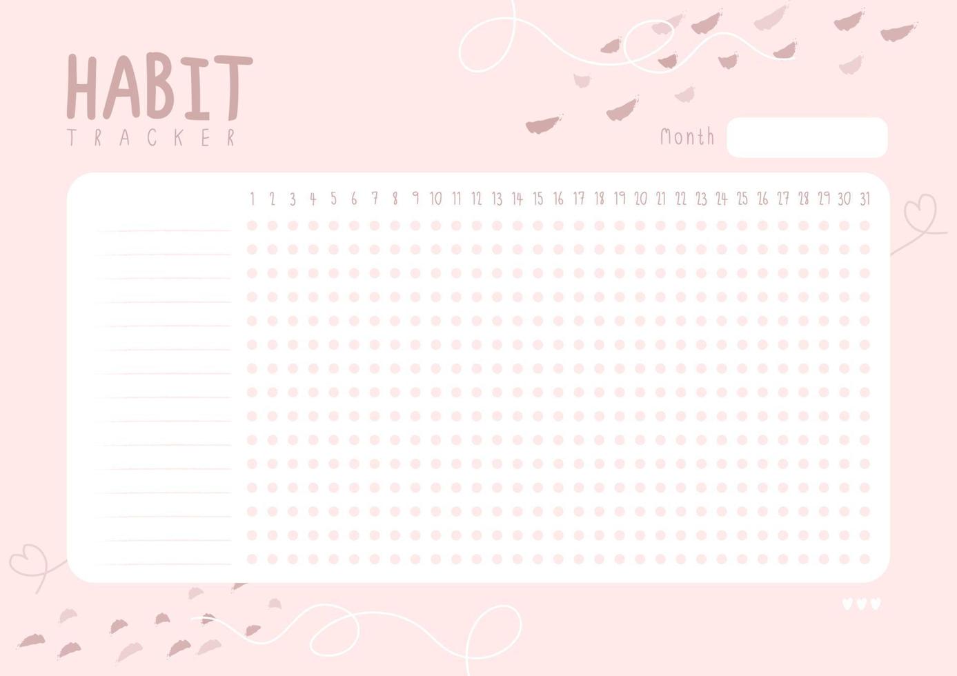 habit tracker monatsplaner leere vorlage vektor