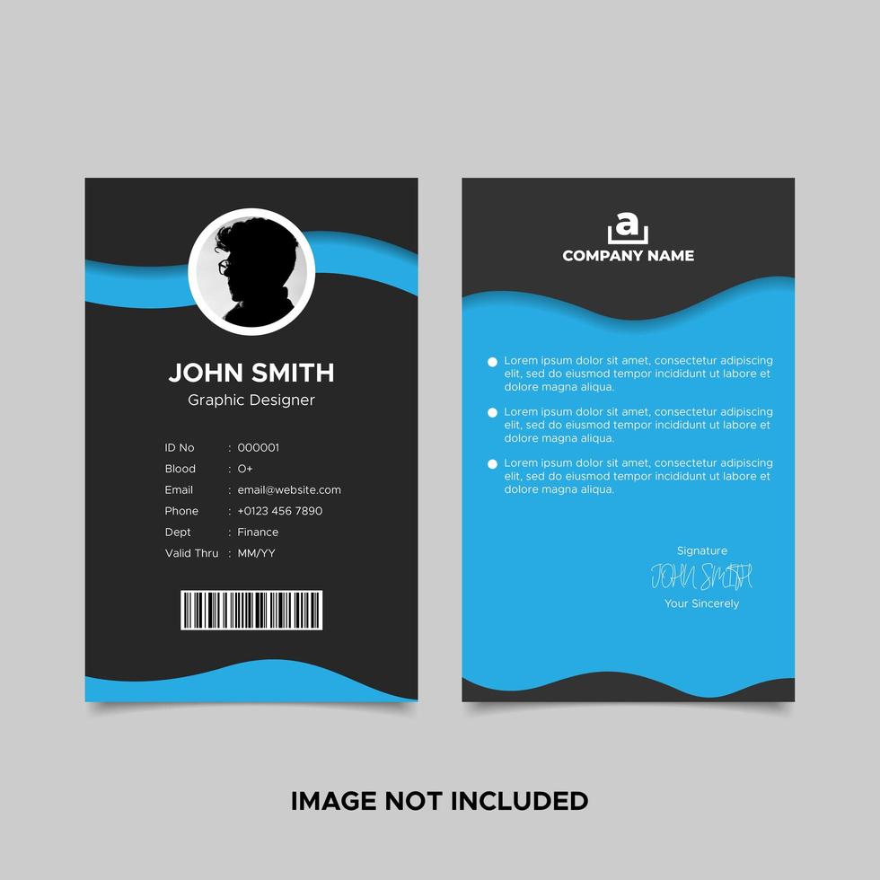 svart och blått anställd ID-kortmall vektor