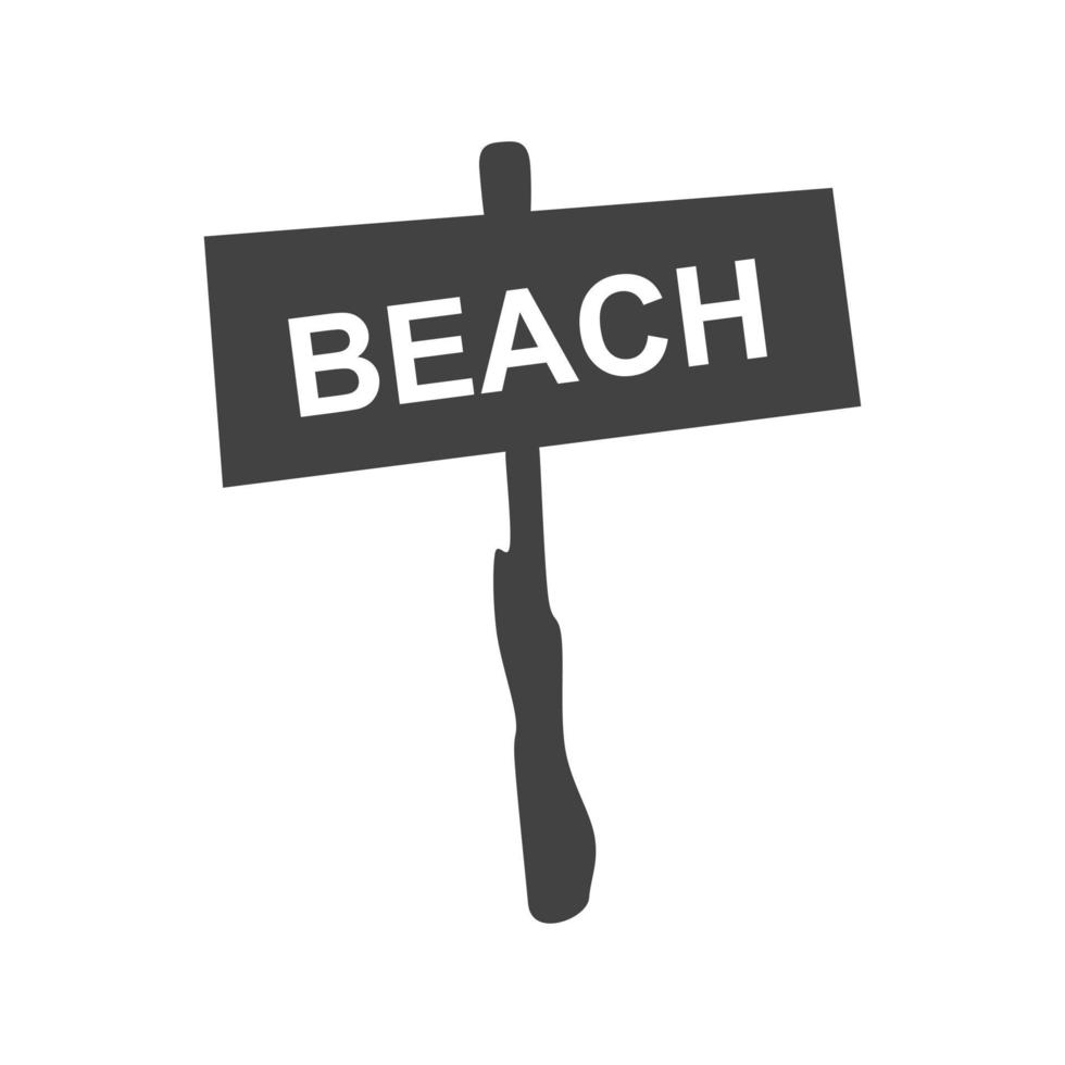 Strandschild Glyphe schwarzes Symbol vektor