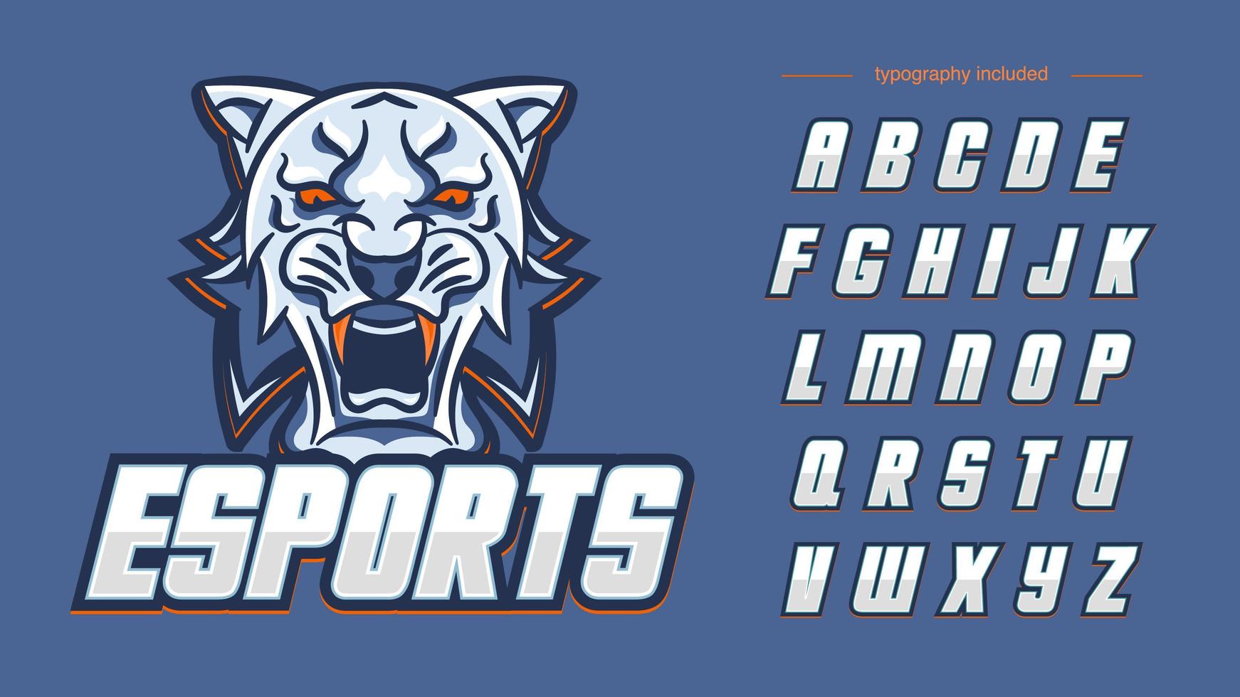 Silberblau Tiger Sport Team Maskottchen mit Typografie vektor