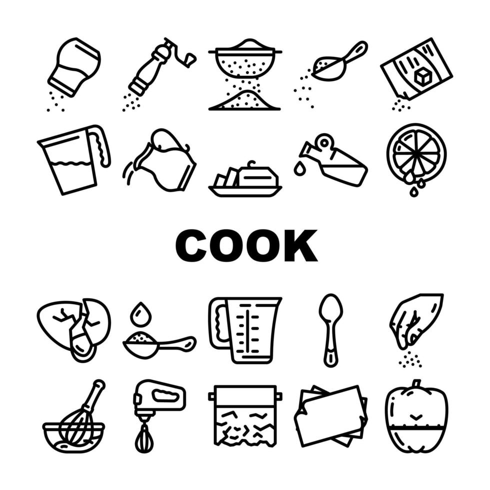 laga instruktion för att laga mat ikoner som vektor