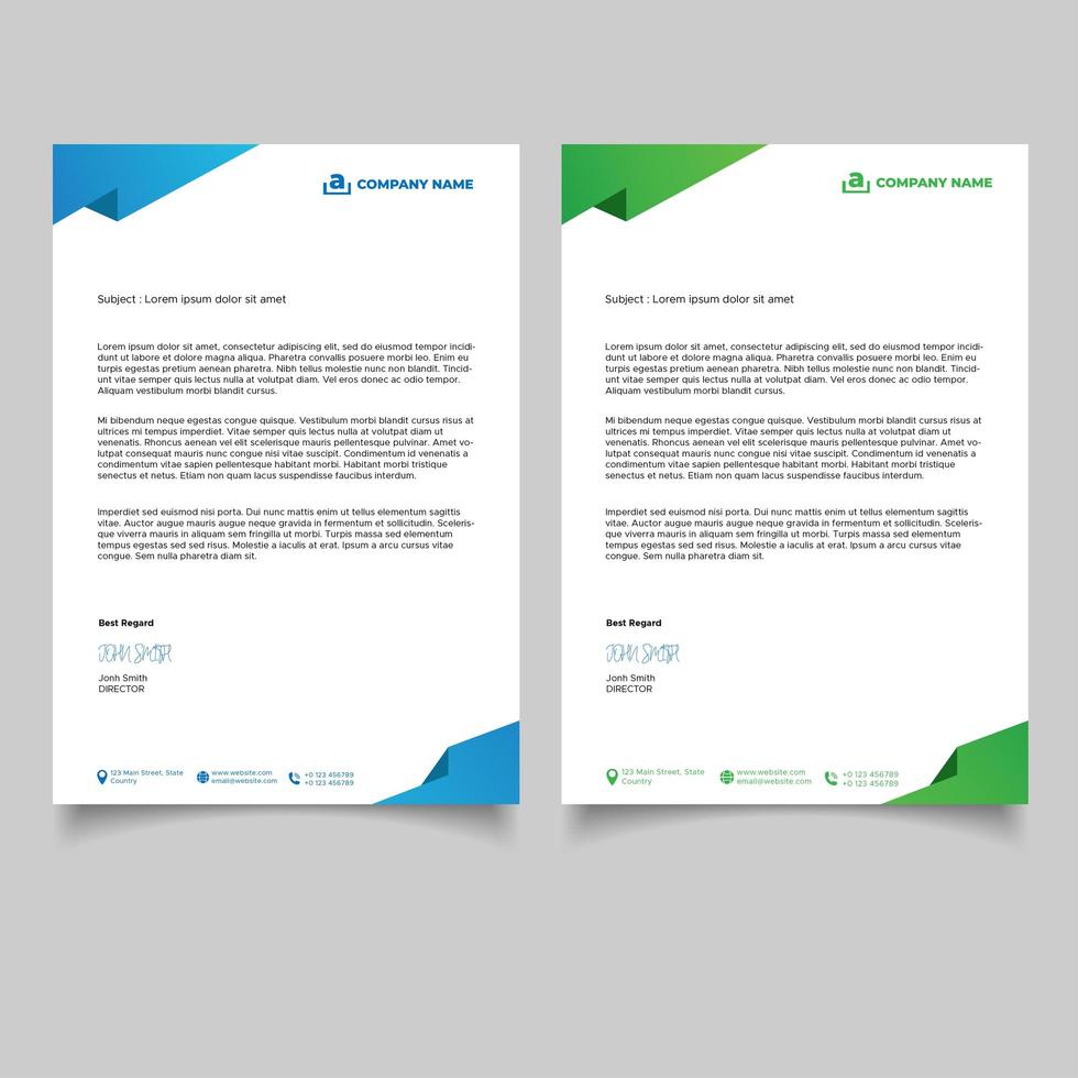 minimale grüne und blaue Design Business Briefkopf Vorlage vektor
