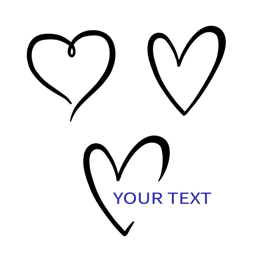 Satz von Hand gezeichneten Herzen isoliert auf weißem Hintergrund. vektorillustration für grafikdesignkonzept der liebe, lineare symbole. vektorillustration für valentinstag vektor
