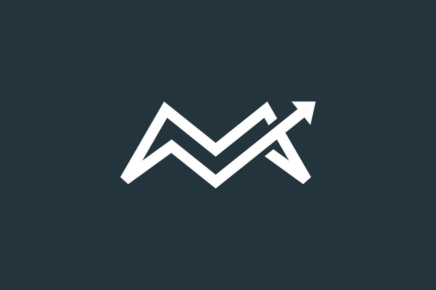 första bokstaven m och pil logotyp design vektor mall