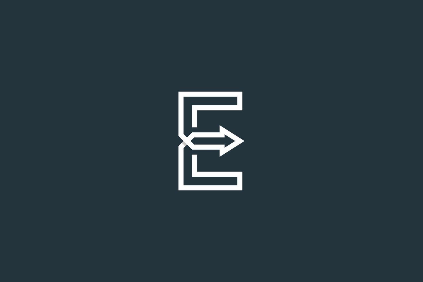 första bokstaven e pil logotyp design vektor mall