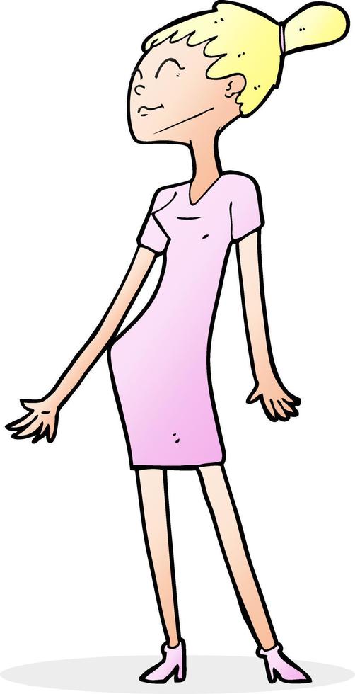 tecknad kvinna i klänning vektor