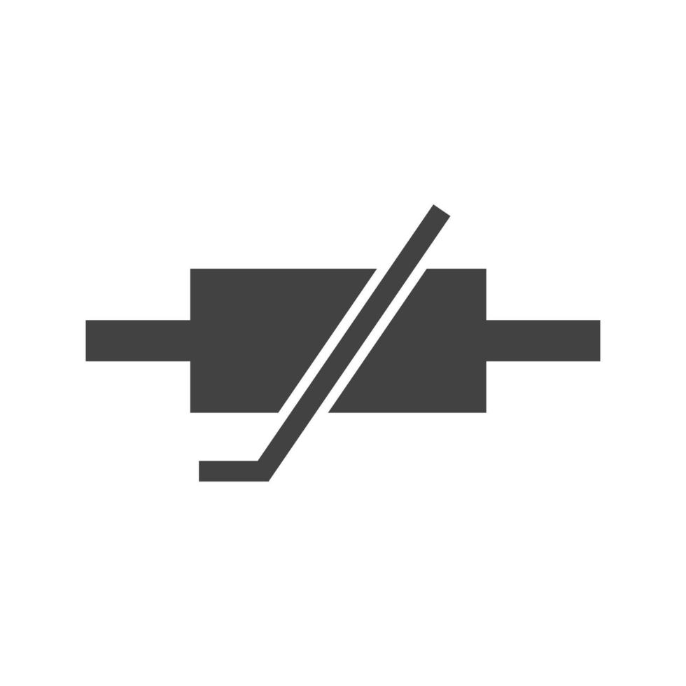 schwarzes Symbol für Thermistor-Glyphe vektor