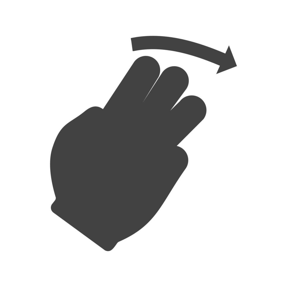 drei Finger rechts Glyphe schwarzes Symbol vektor