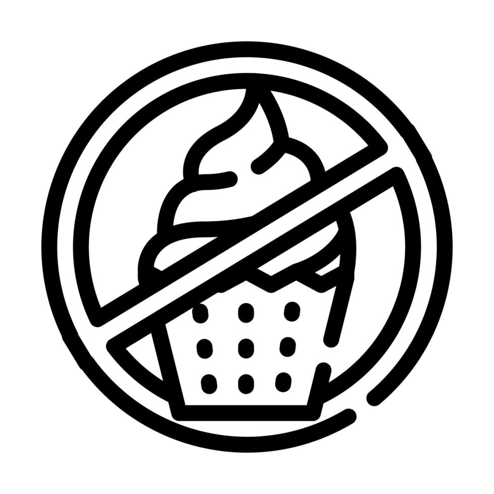 süßer Kuchen Essen Stop essen Symbol Leitung Vektor Illustration