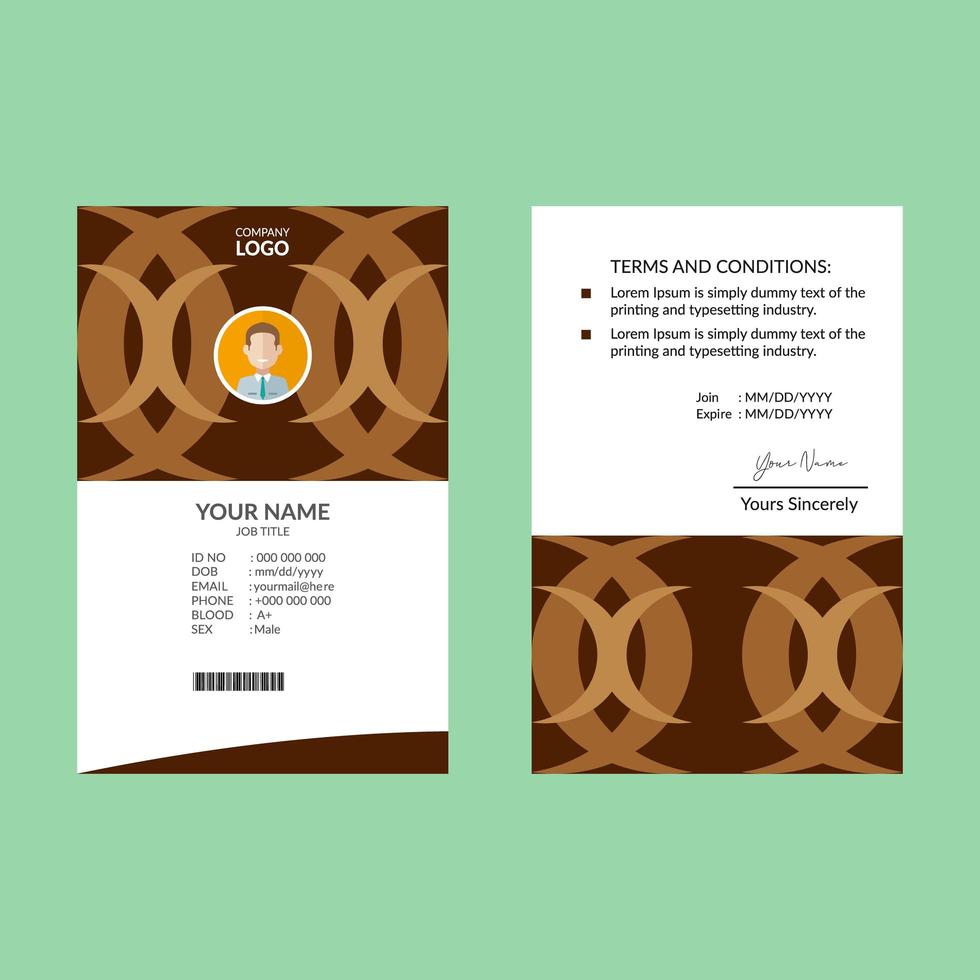 brun och vit ren retro ID-kortdesign vektor