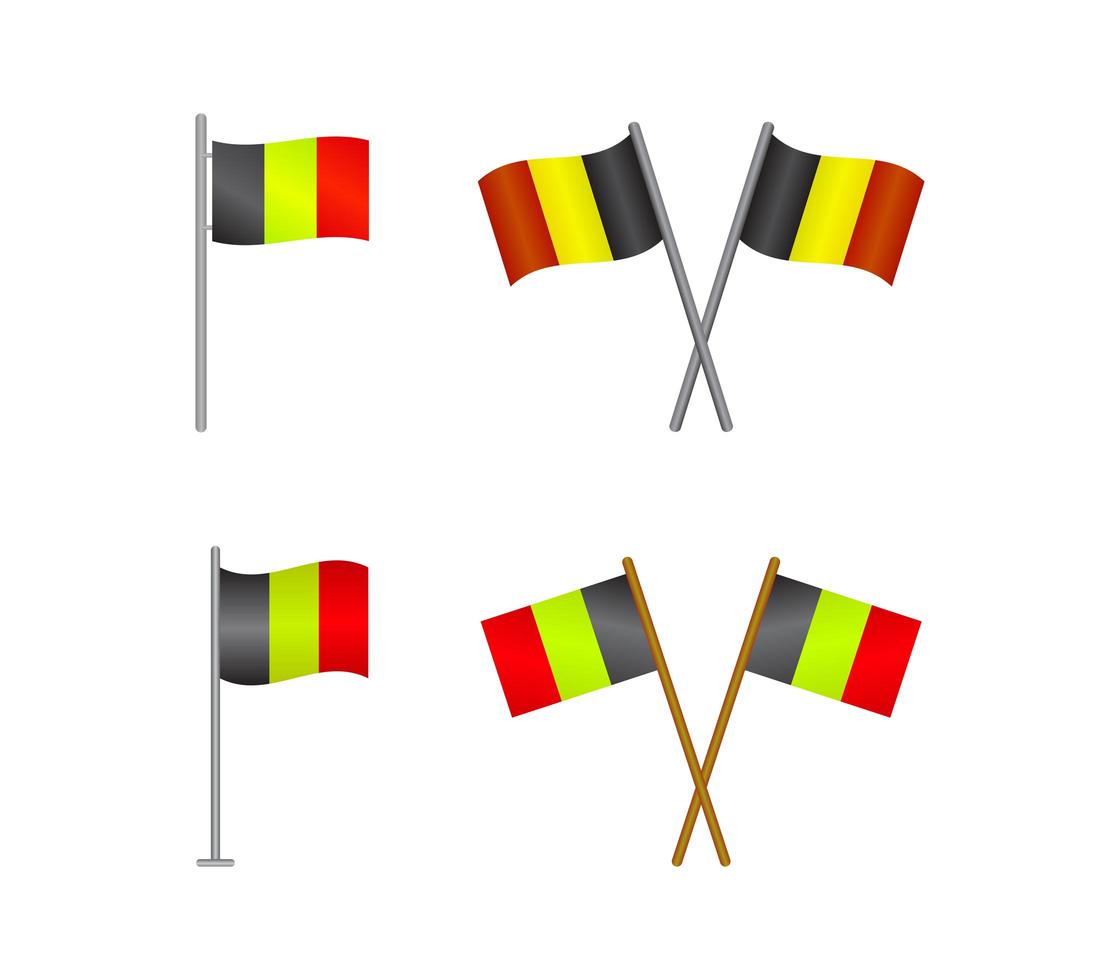 belgische Flagge auf weiß gesetzt vektor