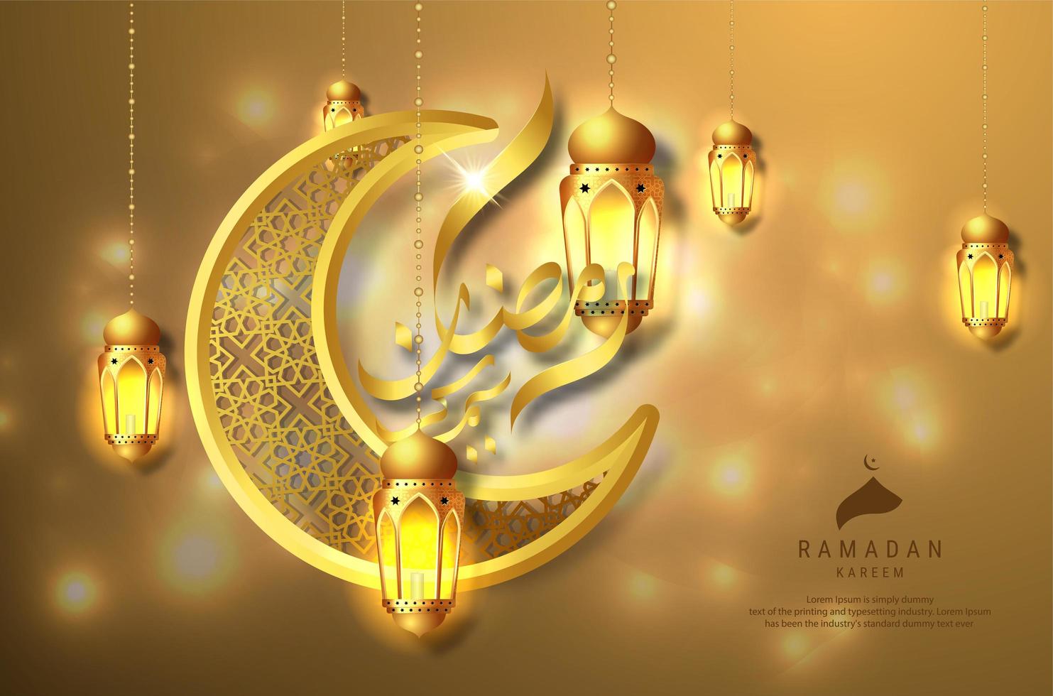 Ramadan Kareem Design mit goldenen Hängelaternen vektor