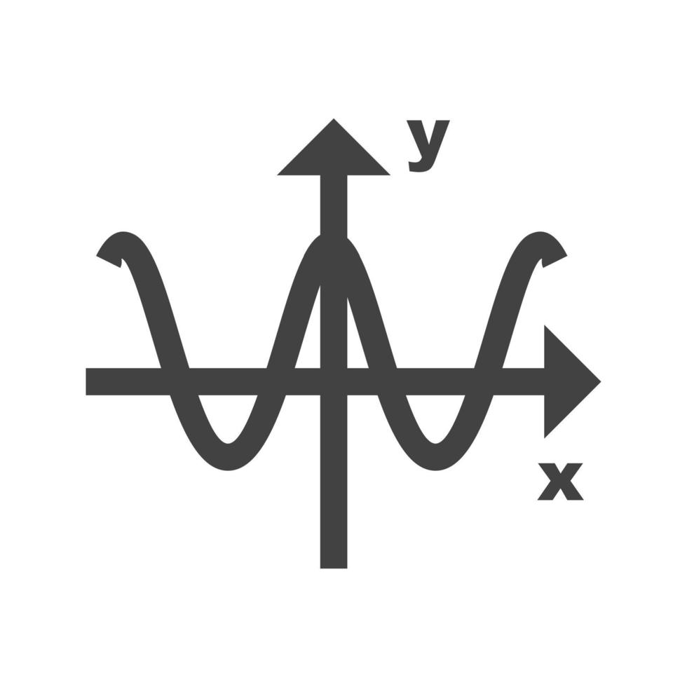 cosinusdiagram glyf svart ikon vektor