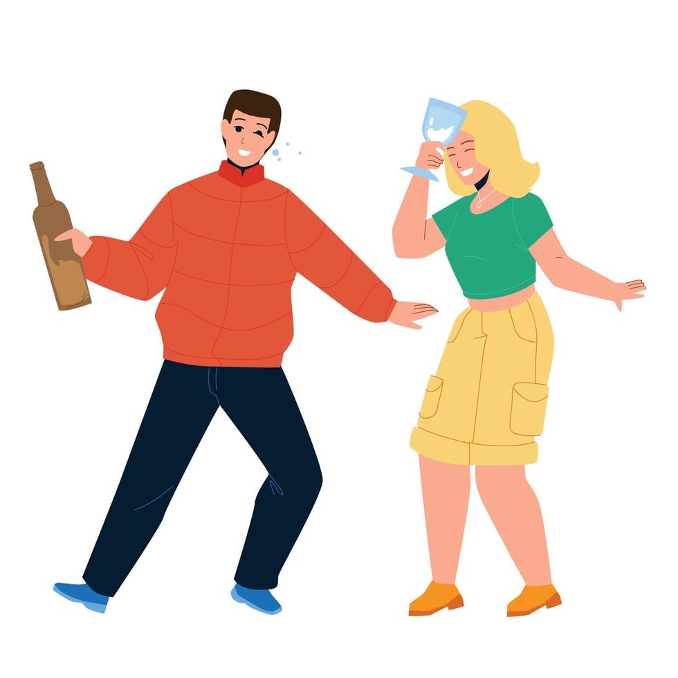 betrunkene Mann- und Frauenpaare trinken zusammen Vektor