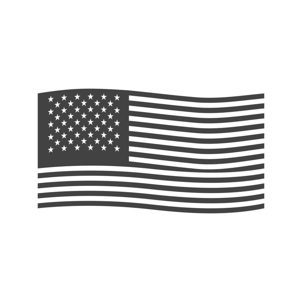 Glyphe schwarzes Symbol der amerikanischen Flagge vektor