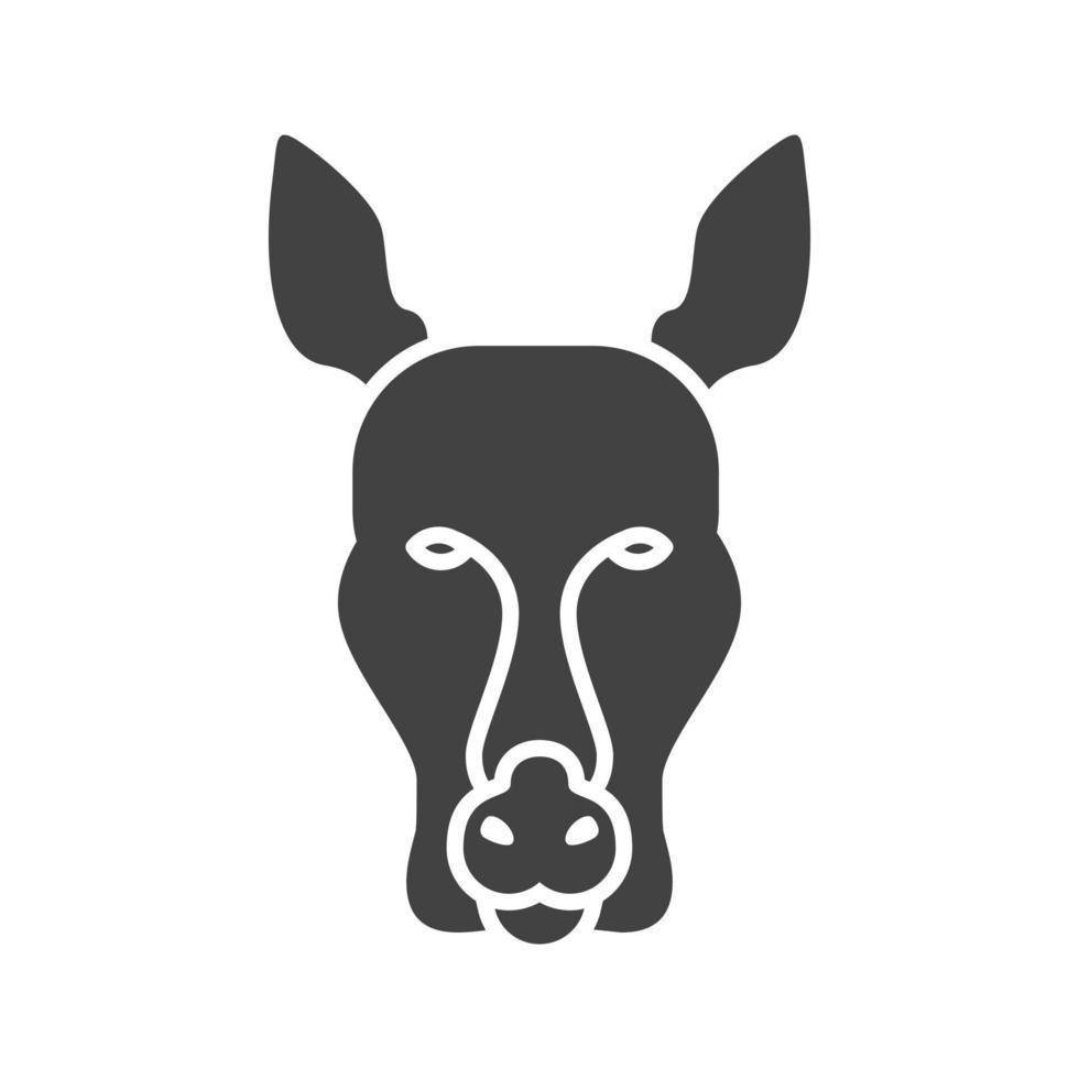 Känguru-Gesicht Glyphe schwarzes Symbol vektor