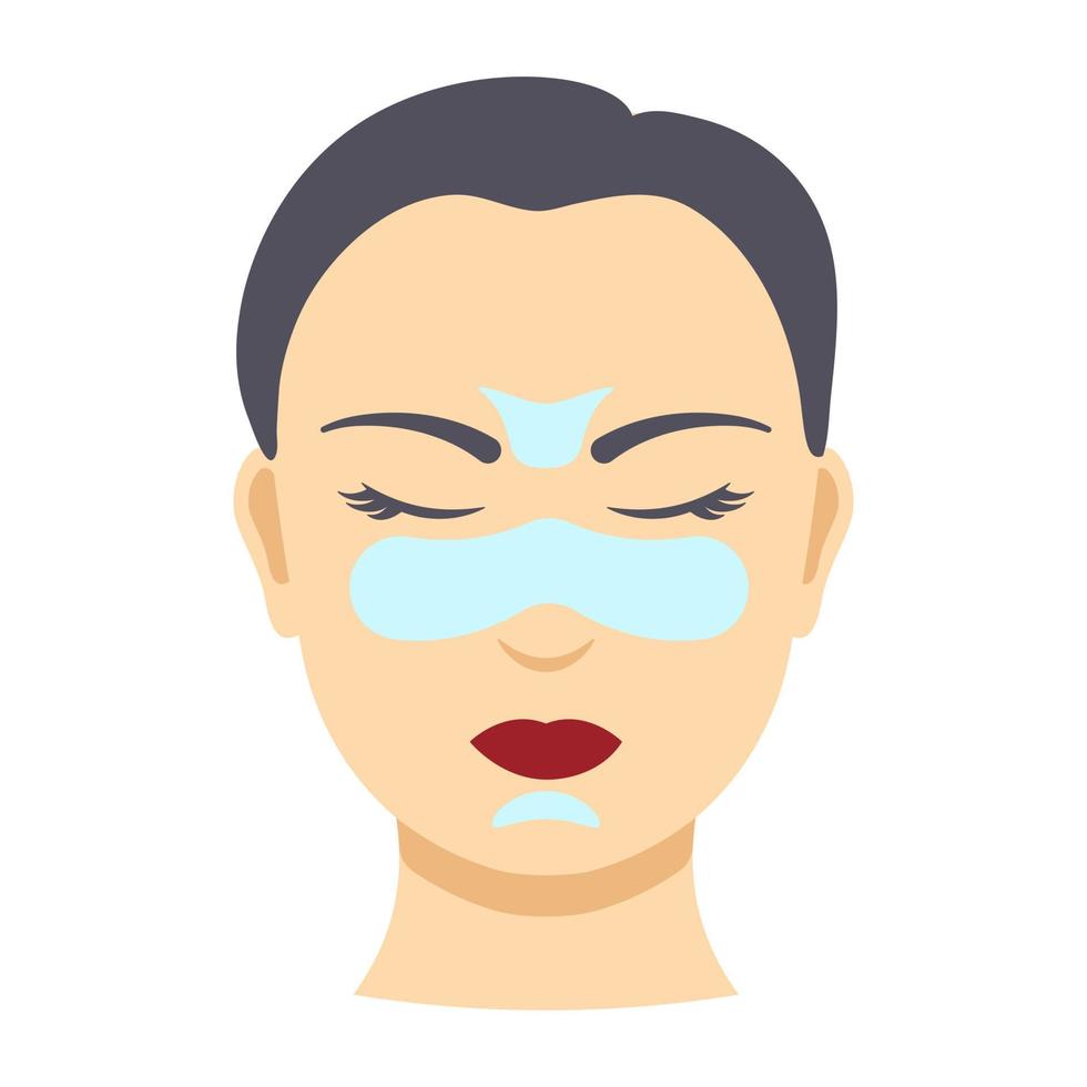 kvinna huvud med spa ansiktsmask på t-zon. vektor