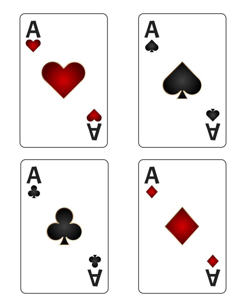Ass-Kartenanzug-Set für Glücksspiele vektor