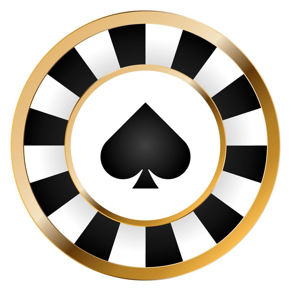 Casino-Chip mit Kartenanzug Pik vektor
