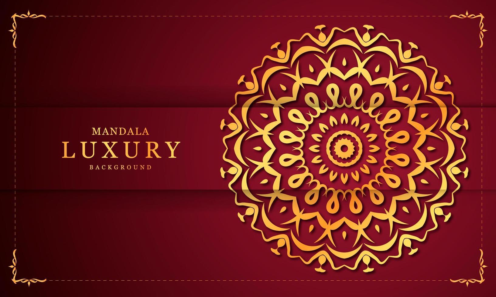 Gold und rot Blumen Luxus dekorative Mandala vektor