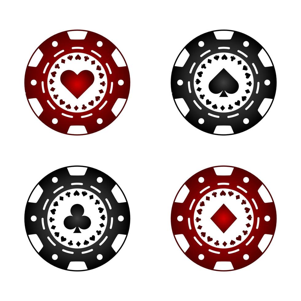 marker set med kort färger för kasinospel. vektor