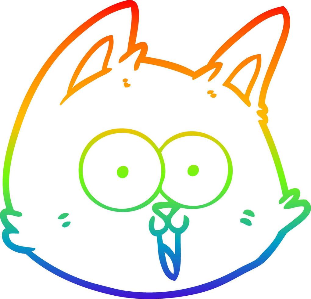 regnbågsgradient linjeteckning tecknad katt ansikte vektor