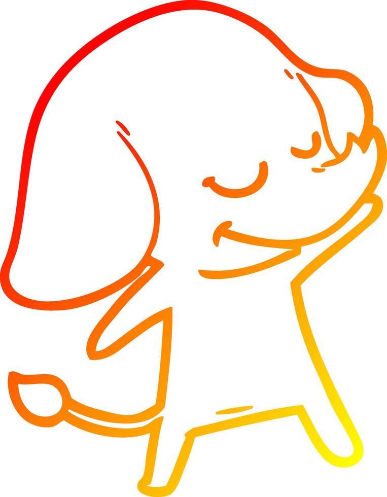 warme Gradientenlinie Zeichnung Cartoon lächelnder Elefant vektor