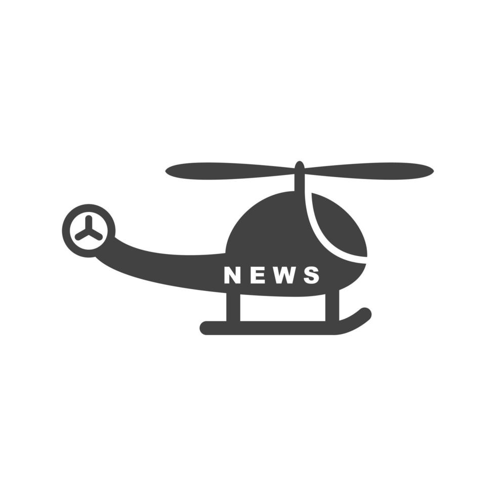 Nyhetshelikopter glyf svart ikon vektor