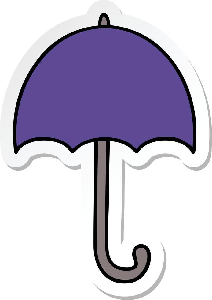 Aufkleber eines niedlichen Cartoon-offenen Regenschirms vektor