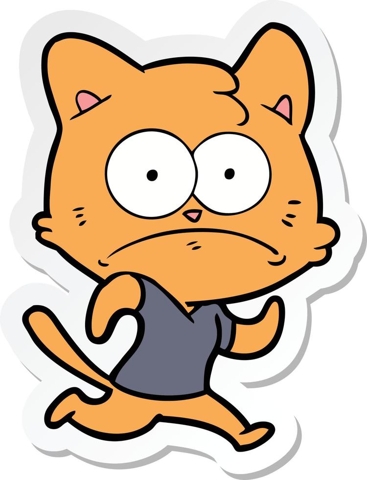 Aufkleber einer Cartoon-nervösen Katze vektor