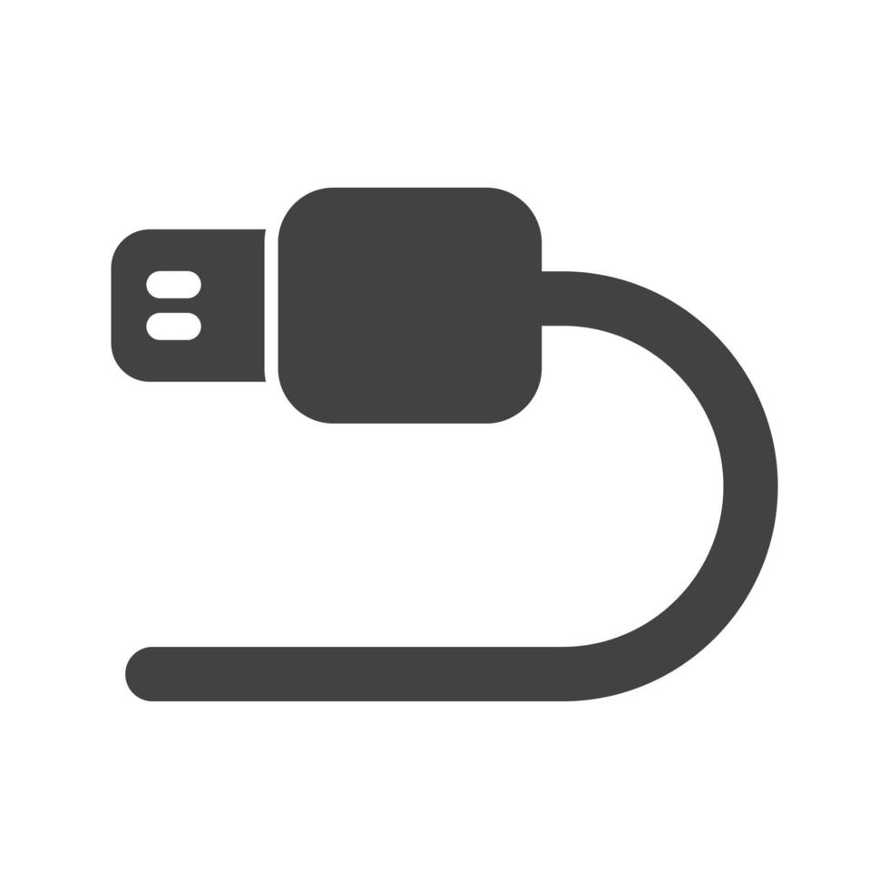 USB-Kabel Glyphe schwarzes Symbol vektor