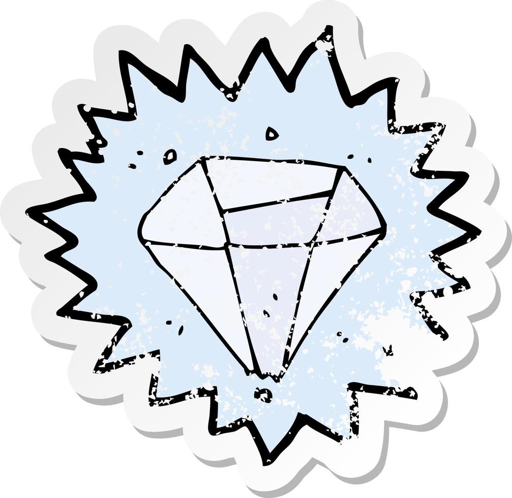 retro nödställd klistermärke av en tecknad diamant vektor
