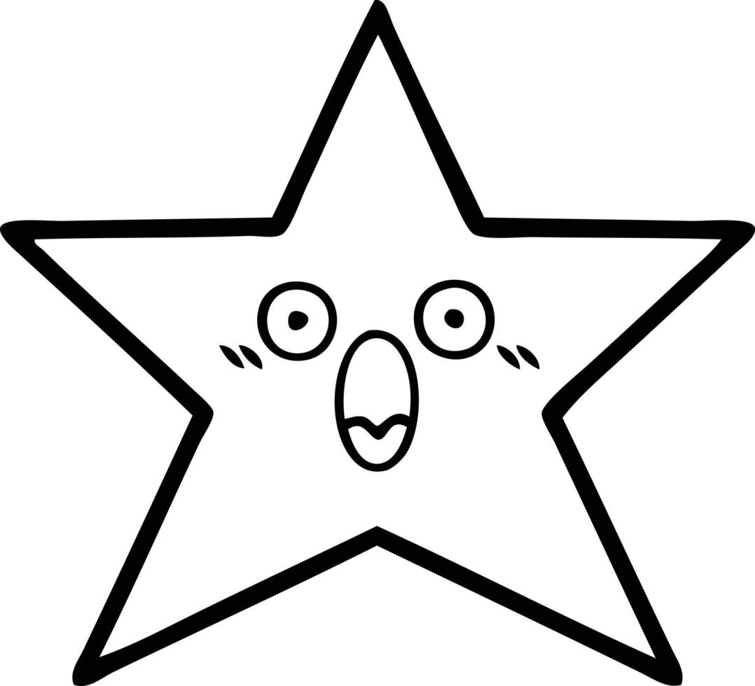 linjeteckning tecknad stjärna fisk vektor