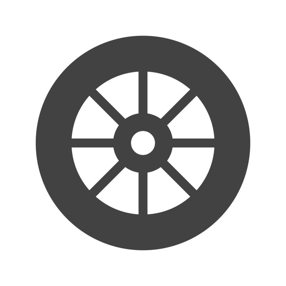 hjul glyf svart ikon vektor