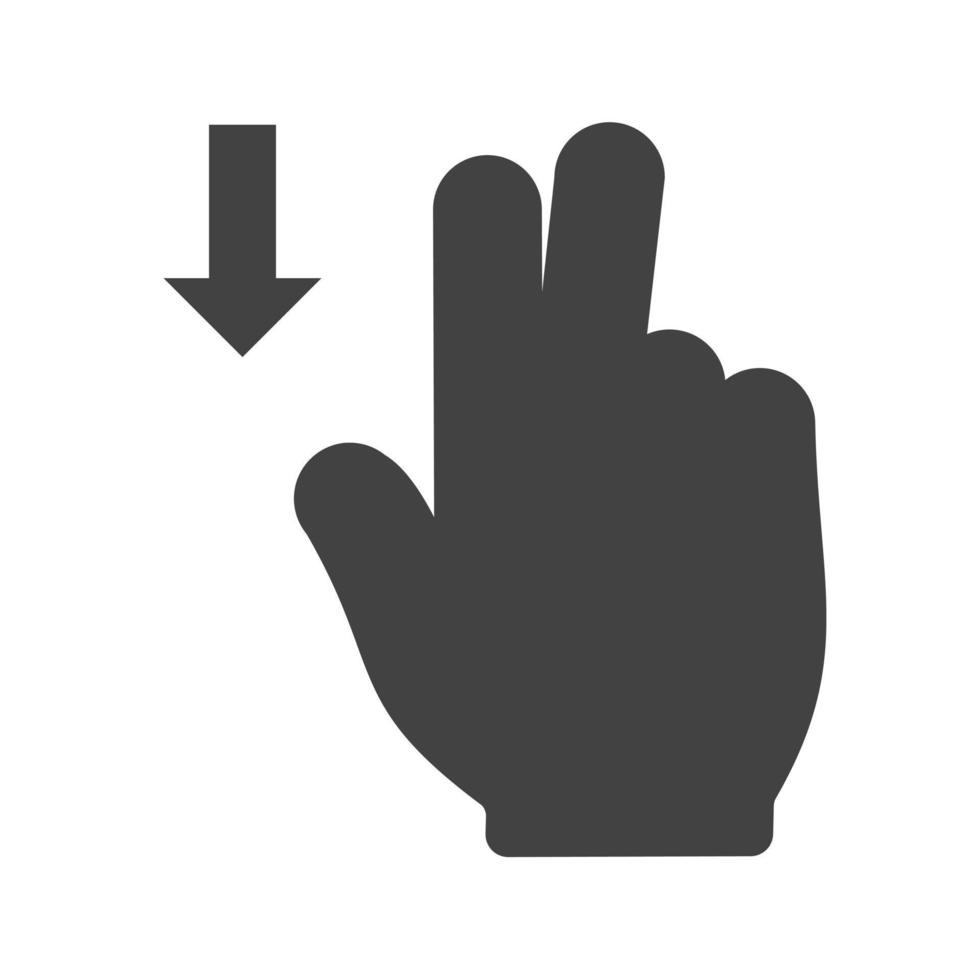 Zwei Finger nach unten Glyphe schwarzes Symbol vektor