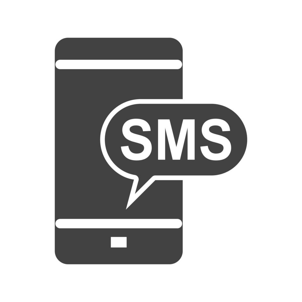 sms-avisering glyf svart ikon vektor