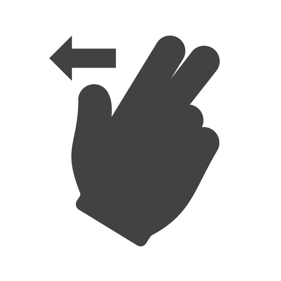 två fingrar vänster glyf svart ikon vektor