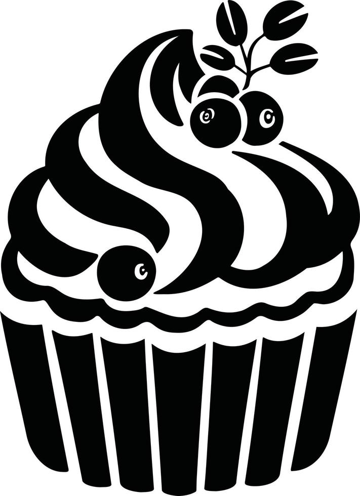 söt cupcake bulle, tårt dessert, handritad illustration vektor