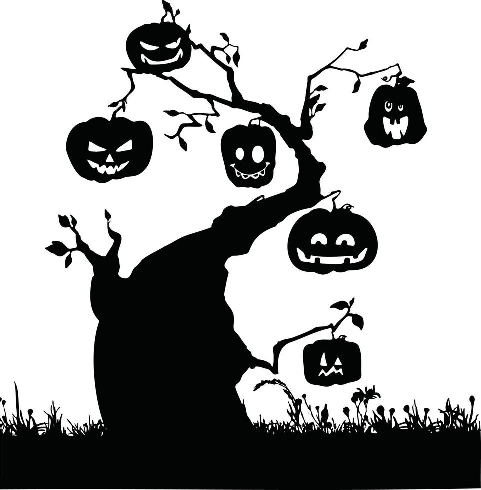 Baum magische Silhouette Halloween-Vektor vektor