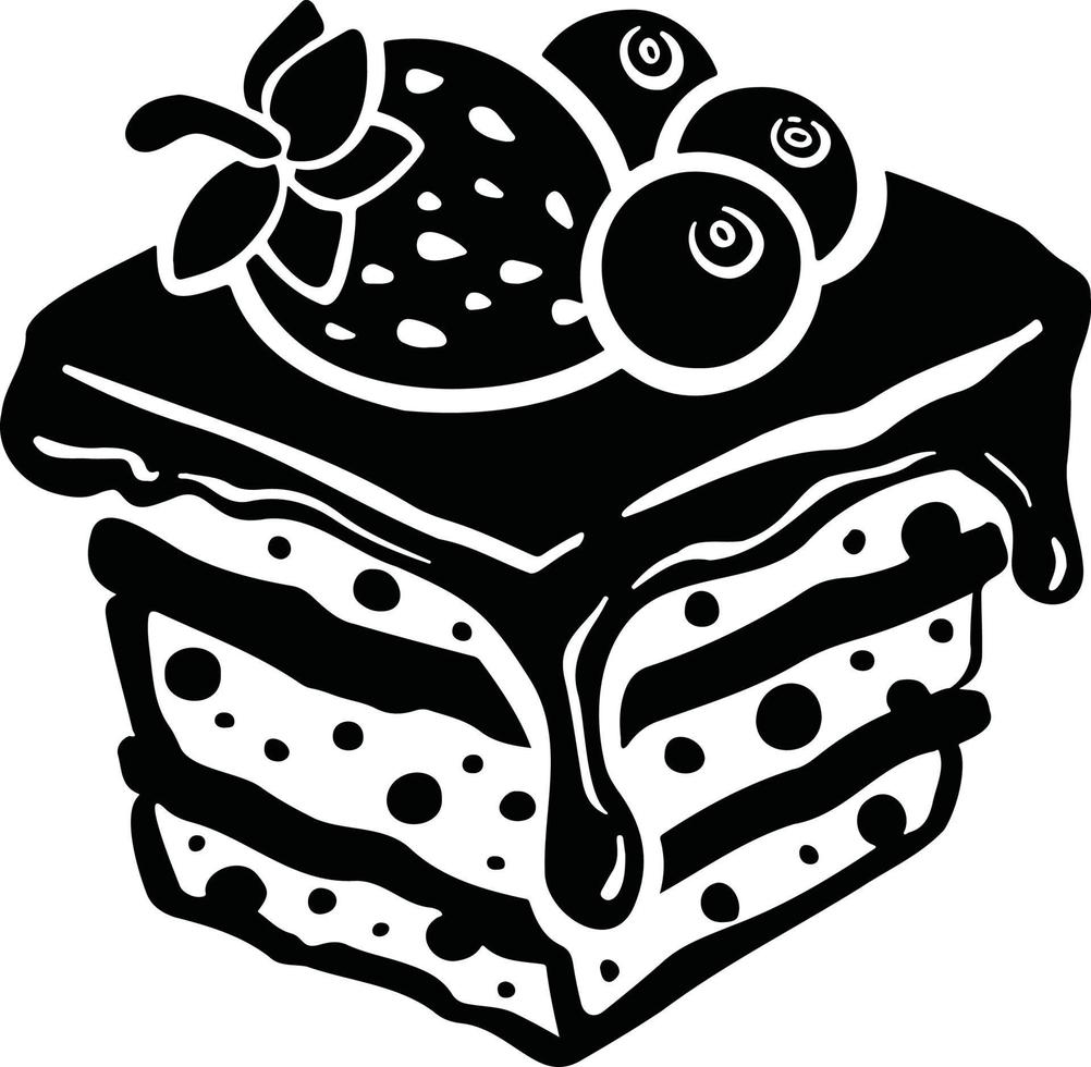 honigkuchen mit früchten, kuchendessert, handgezeichnete illustration vektor