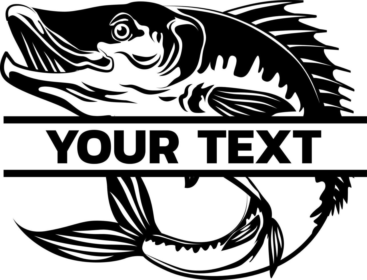 bas fisk monogram vektor, fiske logotyp vektor