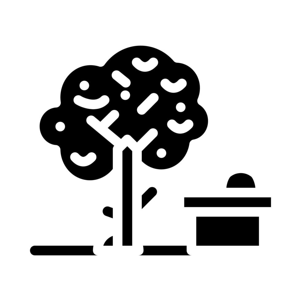 Lebensmittel unter Baum-Glyphen-Symbol-Vektor-Illustration vektor