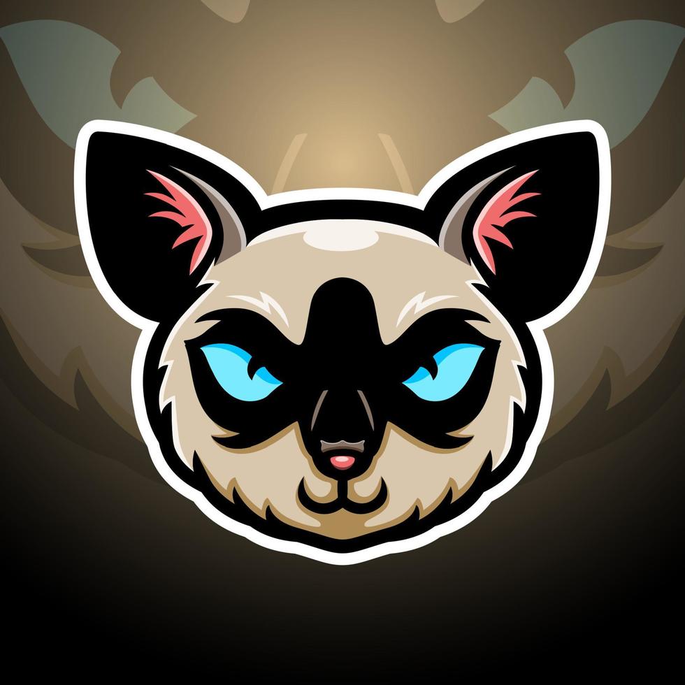 siamesisches kopfmaskottchen esport logo design vektor