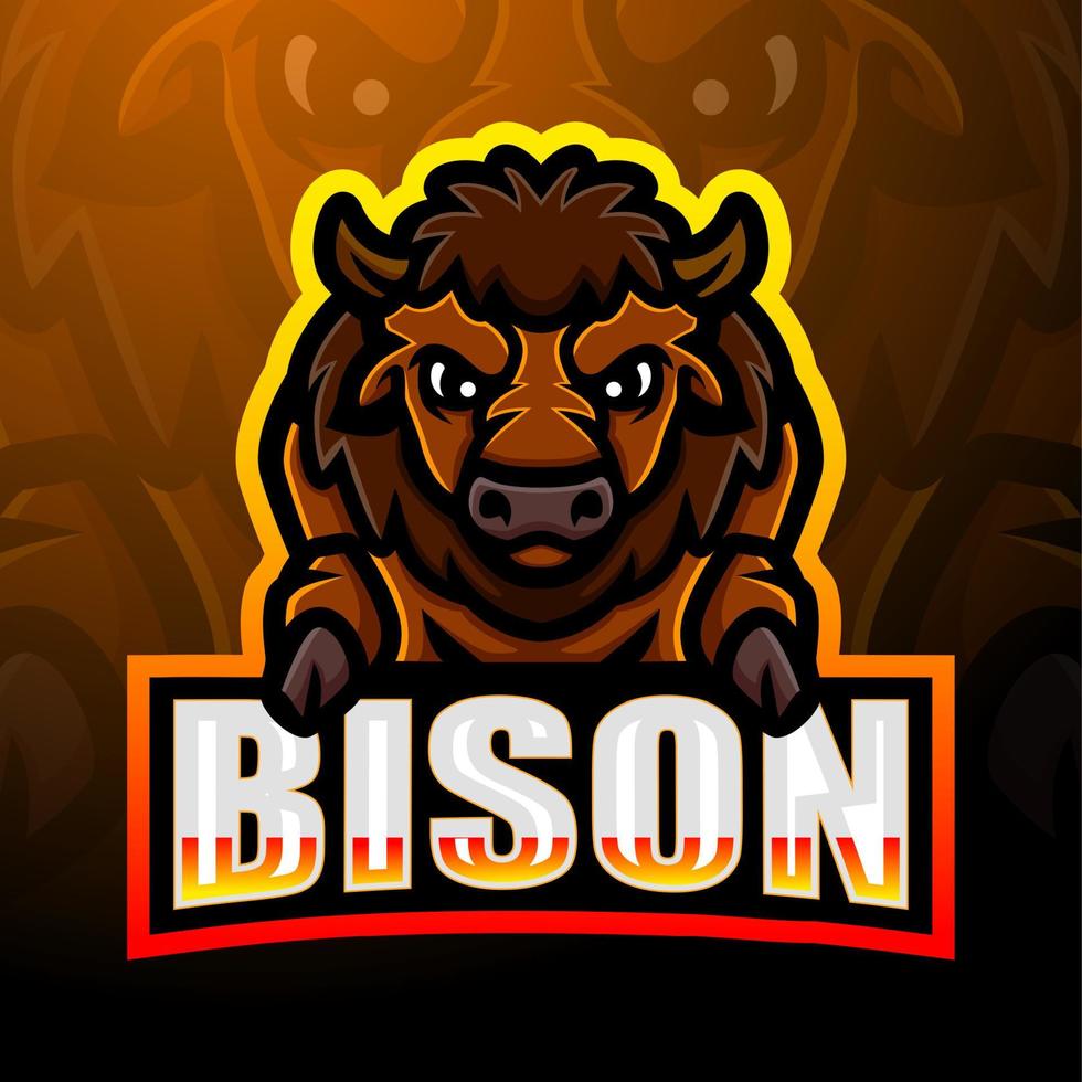 starkes bison-maskottchen-esport-logo-design vektor