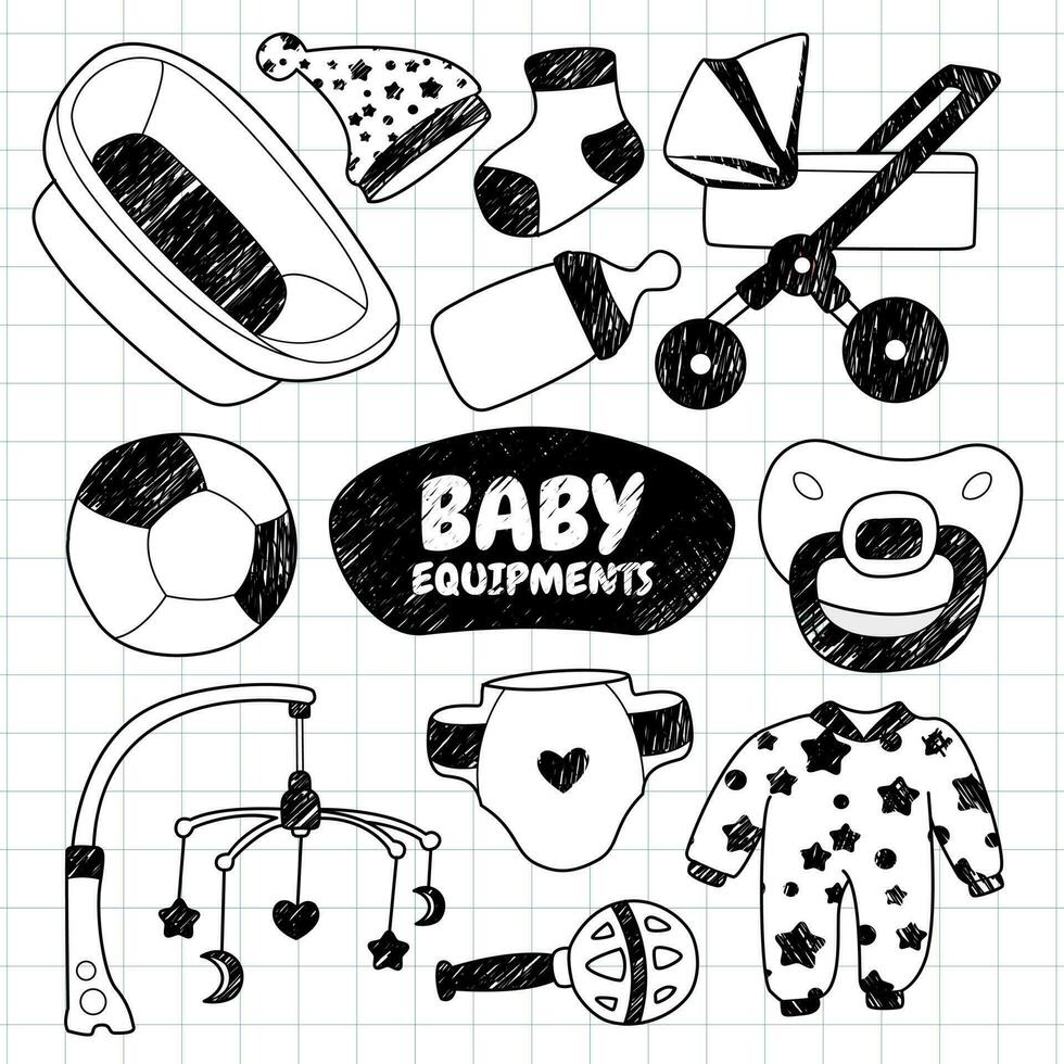 baby utrustning vektor set