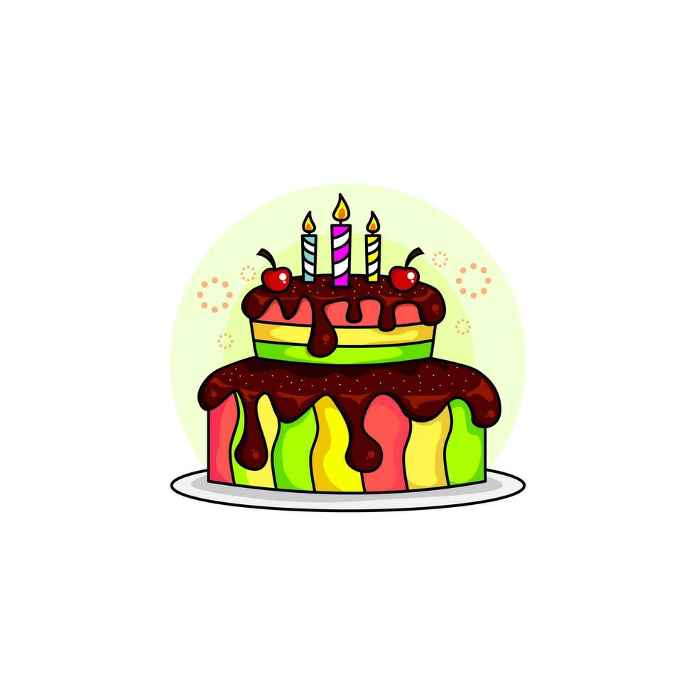 färgglad sockerkaka, födelsedagstårta, bröllopstårta vektorillustration vektor