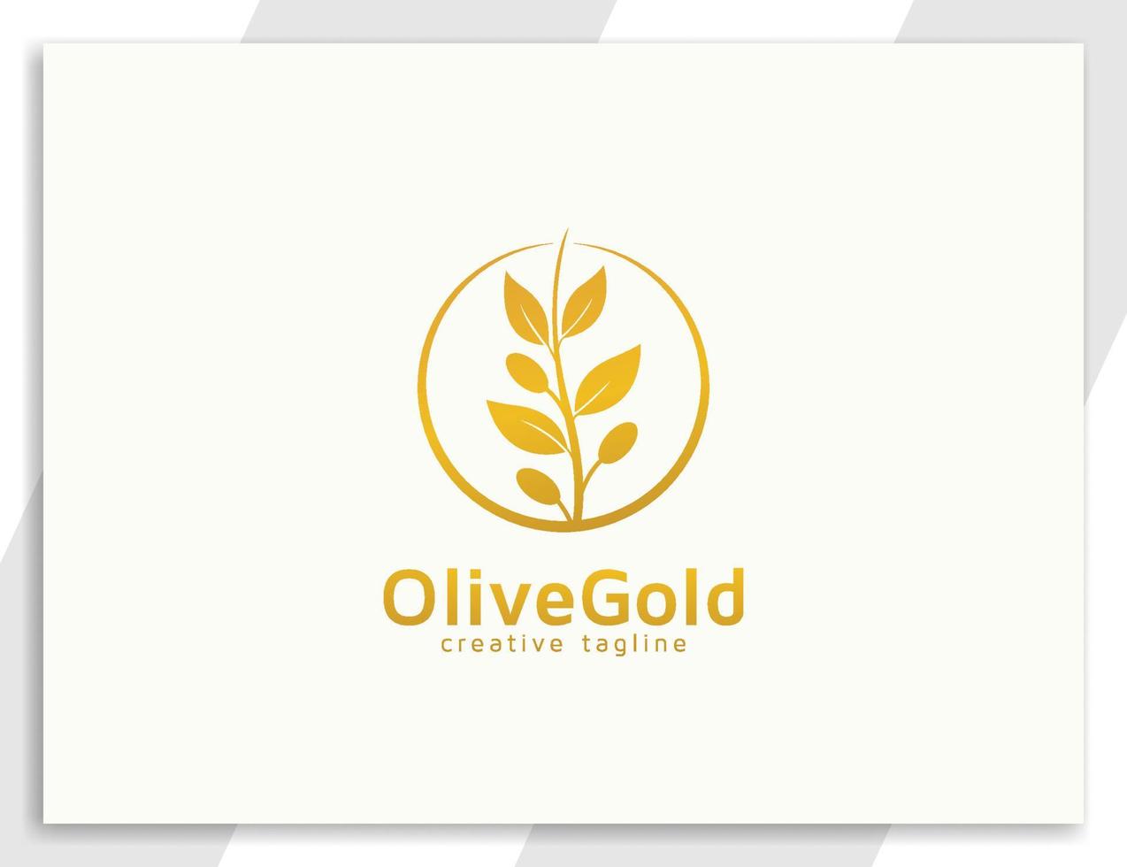 goldene olivenbaum-luxus-logo-illustration vektor