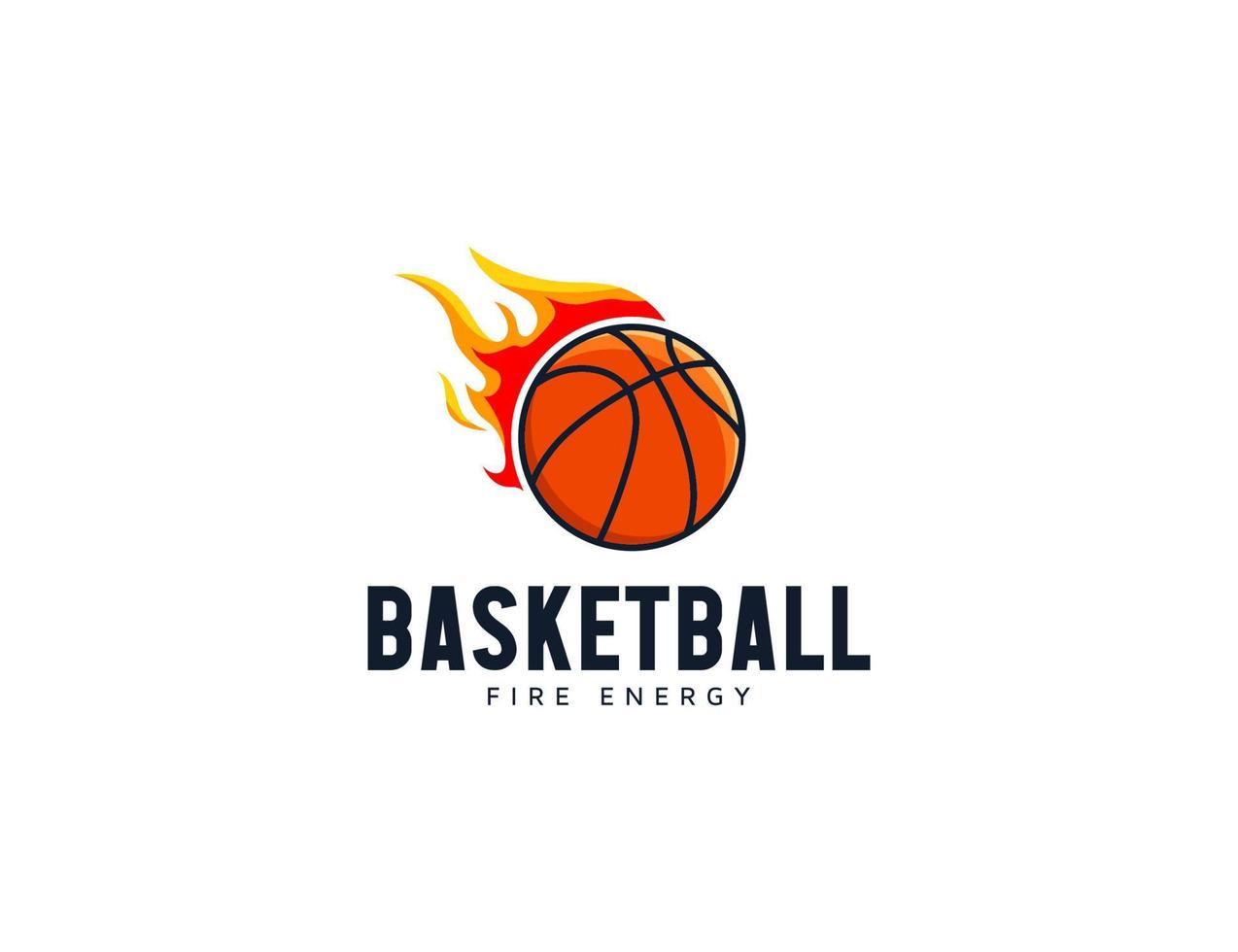 modernes basketball-emblem-logo-design mit feuerillustration vektor