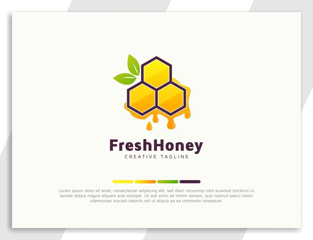 färsk honung logotyp design med löv vektor
